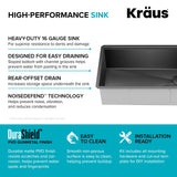 KRAUS Kore Workstation 32-inch Undermount 16 Gauge Black Stainless Steel Single Bowl Kitchen Sink in PVD Gunmetal Finish with Accessories, KWU110-32/PGM