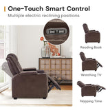ANJ Power Home Theater Seating Set of 2, Faux Leather Electric Recliner Chair with Adjustable Headrest, Dual Motors Movie Reclining Chairs with LED Lights,USB Port,Cup Holders, Hidden Arm Storage
