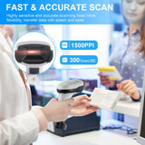 JRHC Barcode Scanner Wireless, Bluetooth Barcode Reader with Stand 3 in 1 Bluetooth & 2.4G Wireless & USB Wired Connection 1D&2D&QR&PDF417 Data Matrix Handheld Bar Code Scanners