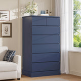 DICTAC Tall Dresser for Bedroom with 7 Drawers, 51.8" Tall Blue Dressers & Chests of Drawers, Modern Wood Closet Organizer and Storage Cabinet, Large Vertical Dresser for Bedroom, Closet, Hallway