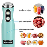 WarmWink 4 in 1 Corded Hand Blender Includes Food Chopper, Mixing Beaker Milk Frother and Whisk 600W Handheld Blender