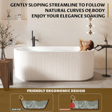 59"Acrylic Freestanding Soaking Bathtub, Deep Ergonomic Design with Lumbar Support, Integrated Overflow Drain, Non-Slip Base,cUPC Certified Modern Bathroom Tub, Easy Installation for Bathroom