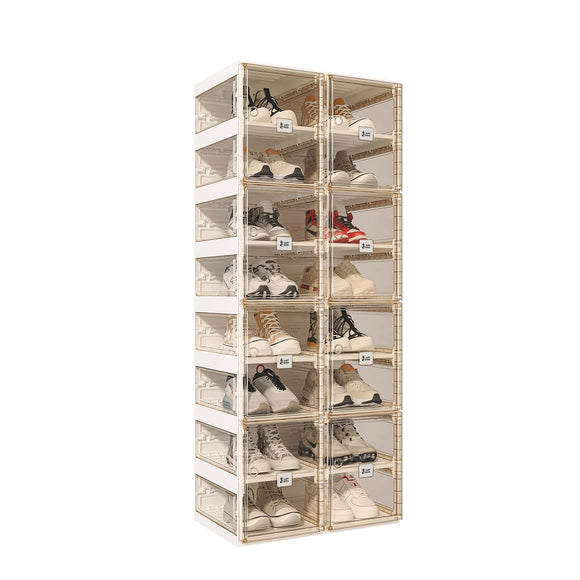 Foldable Shoe Rack, Shoe Organizers for Closet Plastic Shoe Storage Box for Entryway, Living Room, Large Sturdy Stackable ANTBOX