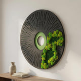 Round Moss Wall Art 33 inch Preserved Moss Decor Natural Wooden Wall Decor for Living Room Office Home Zero Maintenance Botanical Art