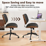 Desk Chair with Wheels, Adjustable Height Reading Chair, Leather Mid Back & Swivel Computer