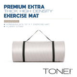 Tone Fitness Premium Extra Thick 1-Inch High Density Exercise Mat with Carry Strap – Non-Slip Workout, Pilates, and Yoga Mat for Home Gym - Color Beige - Mesh Pattern