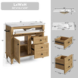 LIKIMIO 36 Inch Bathroom Vanity with Sink, Towel Holder & Adjustable Solid Wood Legs for Uneven Floor, Modern Bathroom Storage Cabinet with Tip-Out Drawer, 2 Drawers & Adjustable Shelf, Nature