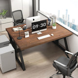 IBF Solid Real Wood Desk, Minimalist 47” Natural Wood Computer Desk, Rustic Desk for Home Office Writing Study