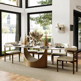 POVISON 94" Modern Dining Table for 8-10, Hobart Matte White Dining Room Table, Sintered Stone Tabletop with Bronze Carbon Steel Pedestal, 94 inch Rectangle Dining Table (Table Only)