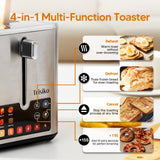 Trisiko® Touch Screen Toaster 2 Slice, Stainless Steel Smart Toaster with Digital Timer, 1.38" Extra-Wide Slots for Bread& Bagel,with Reheat, Defrost