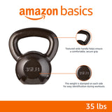 Amazon Basics Cast Iron Kettlebell for Strength Training, Wide Handle with Comfortable Grip, 35 Pounds, Black