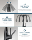 FORIOUS Black Kitchen Faucet with Pull Down Sprayer, Classic High Arc Stainless Steel Faucet for Kitchen Sink, Single Handle for 1 or 3 Hole Decks for RV Bar Farmhouse Laundry Camper