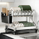 mfanchan 2 Tier Dish Racks for Kitchen Counter and Sink, Large Dish Drying Rack with Drainboard & Utensil Holders, Stainless Steel Dish Drainers, Kitchen Organization and Storage (1)