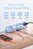 SMALLRT Blue Desk Clamp Power Strip with 6.5 FT Extension Cord, PD 40W USB-C Fast Charging Ports, 5 AC Outlets 4 USB-C 2 USB-A, Fits 2.1 inch Table Edges