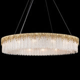 kvtinmty Round Crystal Chandelier, D40 Modern Gold Crystal Chandeliers for Dining Room, 14-Light Height Adjustable Chandelier for Living Room, High Ceiling Staircase, Foyer