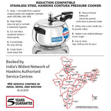 Hawkins Stainless Steel Contura Induction Compatible Inner Lid Pressure Cooker, 5 Litre, Silver (Ssc50), 5 Liter