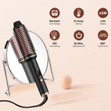 Thermal Brush,10 Temperatures LCD Display Upgrade to 400°F 1.5 in Heated Round Brush Curling Iron Heated Ceramic Tourmaline Ionic Comb 110-240V Volum
