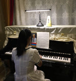 Piano Lamp, LED Piano Lamp with Dimmer, Eye-Caring, Stepless Dimming, Metal, Black + Gold HomeFocus