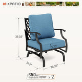 MIXPATIO, 2 Pack, Metal, Patio Rocking Chairs, 5.75" Cushions, Navy Blue