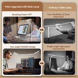 Pzloz Led Desk Lamp with Clamp: Architect Desk Lamp for Home Office, Eye Caring Double Head Computer Monitor Work Desk Light with Remote Control - 24W Flexible Dimmable Desktop Table Lamp White
