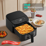 Air Fryer 8-in-1, 4.5Qt Air Fryer, Space-Saving & Compact with DC Motor, Fast & Crispy Cooking, Adjustable Fan Speed, 95% Less Oil