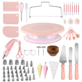 FGASIDYO 207PCS Cake Decorating Kit Includes Revolving cake turntable for decorating, Icing Bags and Tips Set, 3 Spatulas, 3 Cake Scraper, 100 Piping Bags, frosting piping kit,and 3 Coupler for Baking