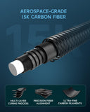 KONLLEN Carbon Fiber Pool Cue, Low Deflection Shaft with Pro Taper, Ebony Inlay Design, 12.5mm Tip, Adjustable Weight System