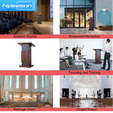 Portable Podium Stand Mobile Lectern with Locking Wheels and Adjustable Microphone Stand