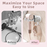 chochoyah Hair Dryer Holder Wall Mounted, Hair Dryer Organizer Self Adhesive Compatible with Dyson Blow Dryer Holder Aluminum BlowDryer Holder Wall Mounted for Bathroom White