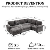 108 Inch Modular Sectional Sleeper Sofa with Pull Out Bed,L Shaped 7 Seat Sectional Couch with Storage