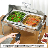 JIIPOREGJ Food Warmers for Parties Buffets Electric, Stainless Steel Chafing Dish Buffet Set with Visible Lid, 13L Commercial Buffet Servers and Warmers for Keeping Food Warm,1/3 Size Pan 13L