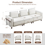 Hatppto 112" Modular Sectional Sofa, Oversized 3-Seater Cloud Couches for Living Room, Comfy Deep Seat Sofa with Wooden Leg, Armrets, Chenille White