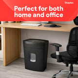 Staples 15-Sheet Cross Cut Paper Shredder for Home Office, P-4 Security, 20-Min Run Time, Shreds Paper