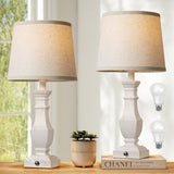 ROTTOGOON Dimmable Table Lamps Set of 2, Rustic Farmhouse Table Lamps for Living Room Bedroom, Bedside Desk Lamps for end Tables, Touch Lamps for nightstand, 9W Bulbs Included, 22", White