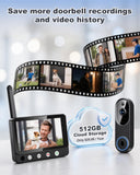 SURPN Wireless Doorbell Camera with 4.3" Indoor Monitor, 1080P Video Door Bell, APP Remote View, Night Vision, PIR Human Detection, Two-Way Audio, Rechargeable Battery for Home Apartment