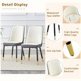 Vohuai Round Dining Table Set for 4, 45''Marble Grain Dining Room Table Set for 4 with Upholstered Chairs, Modern Dinner Table Set for Kitchen Dining Room