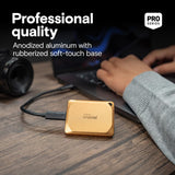 X10 Pro 2TB Portable SSD, Up to 2,100MB/s Read, 2000MB/s Write, USB 3.2 USB-C, External Solid State Drive, Durable Storage, Gold