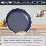 3-Piece 8”, 10”, 12” Forged Lightweight Frying Pan Set, G10 Healthy Duralon Blue Ceramic Ultra Non-Stick Nuwave
