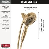 Delta 7-Setting Brushed Gold Handheld Shower Head with H2Okinetic Spray, Hand Held Shower Head with Hose, 1.75 GPM Flow Rate, Champagne Bronze 54810-CZ-PK