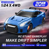 ACAMMZAR RC Drift Car, 1:24 Remote Control Car for Kids, 20KM/H 4WD High Speed RC Cars with Lights, Extra Racing Tires, Vehicle for Adults Boys Girls