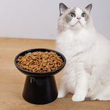 KITCHENLESTAR Ceramic Elevated Cat Bowls - 6.2 Inch Extra Wide Raised Cat Food and Water Bowl Set for Indoor Cats, Whisker-Friendly Ceramic Cat Dish for Elder Big Cats & Small Dogs,Black,2 Pack
