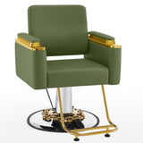 BarberPub Luxurious Salon Chair, Height Adjustable Gold&Green Salon Beauty Spa Styling Equipment, 440lbs Hydraulic Pump for Hair Stylist, Barber Shops&Beauty Salons 8633 (Green)