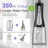 GOLDANT 2026 New 350ML Water Dental Flosser Teeth Pick with Bag, 5 Modes Portable Cordless Oral Irrigator Cleaner, Electric Rechargeable IPX7 Waterproof for Home Travel Teeth Cleaning Flossing (Black)