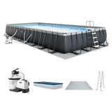 INTEX Ultra XTR 32 ft x 16 ft 52 in Above Ground Pool Set, Rectangular Swimming Pool with Steel Frame, 2800 GPH Sand Filter Pump, Ladder, Cover, & Ground Cloth