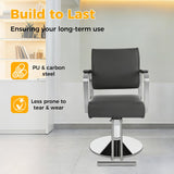 Marsyyds Salon Barber Chair, 360° Degrees Multi-Function Salon Chair for Hair Stylist 440lbs Capacity Adjustable Beauty Spa Hair Styling Chair w/Footrest for Barber Shops & Homes (Black+Silver)