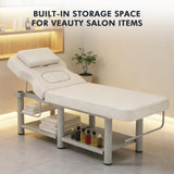Artist hand Heavy Duty Professional Stationary Massage Table, Wide Spa Facial Bed with Backrest, Metal Frame PU Leather Massage Bed for Physical Therapy Treatment Tattoo Salon (Gray)