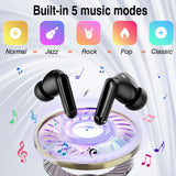 Thunelec Wireless Earbuds, Bluetooth 5.4 Headphones with Multifunctional Touch Screen, 48H Bass Stereo Ear Buds with ANC/ENC Noise Cancelling/Transparency Mode, IPX7 Earphones with 5 EQ Modes, Black