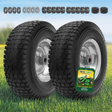 Wiltire 13x5.00-6 Flat Free Tire and Wheel Assemblies (2 Pack),13 x 5 x 6 Solid Rubber Tires and Wheel for Riding Lawn Mower - With 3/4" Bushings (Extra 5/8" Bushings) and 3" Centered Hub (Grey)