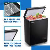DEMULLER 63L Mini Deep Freezer with Electronic Temperature Control Panel Small Chest Freezers with Two Baskets Black (-12℉ to 50℉) Ideal for Kitchen Dorm Apartment