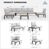 MFSTUDIO 8-Seat Metal Patio Sofa Sectional Set with Gray Cushions